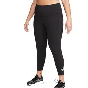NWT NIKE Dri-Fit Fast Mid-rise 7/8 Black Leggings | Woman 1X | FB3230-010